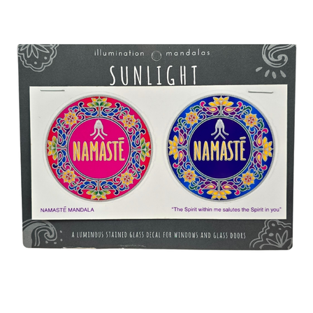 2 x Namaste Mandala 6cm Sunseal Glass Sticker