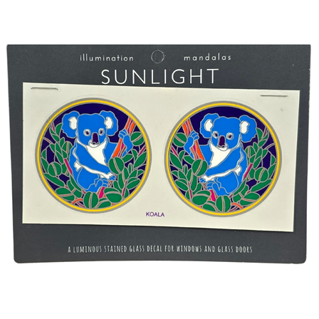 2 x Koala Mandala 6cm Sunseal Glass Sticker
