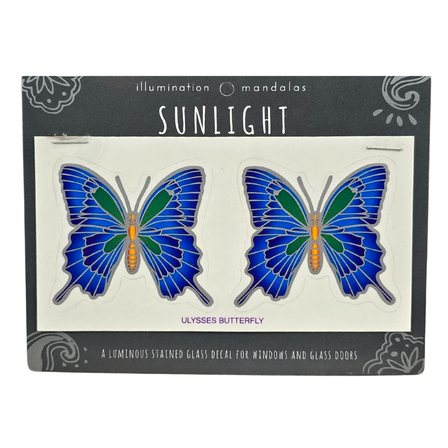 2 x Ulysses Butterfly 6cm Sunseal Glass Sticker