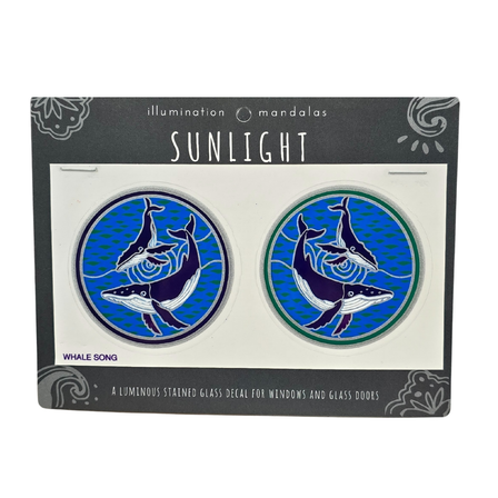 2 x Whale Song 6cm Sunseal Glass Sticker