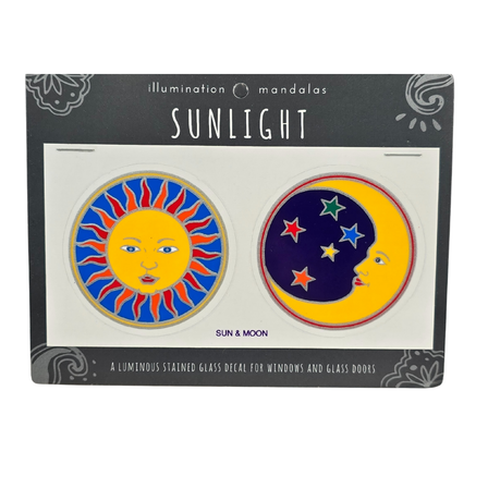 2 x Sun & Moon 6cm Sunseal Glass Sticker
