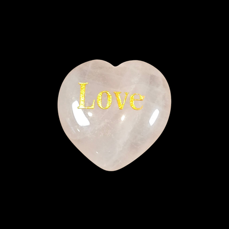 3cm Rose Quartz Heart with Affirmation - Love