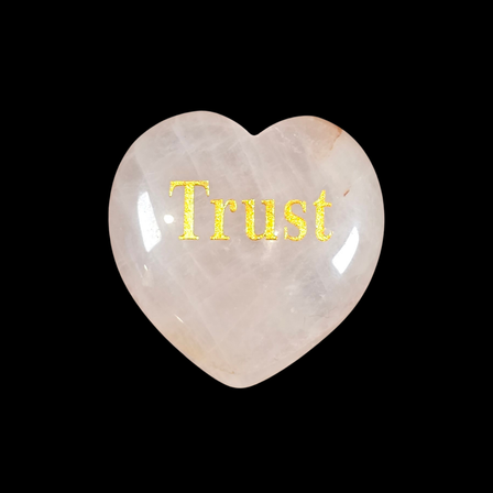 3cm Rose Quartz Heart with Affirmation - Trust