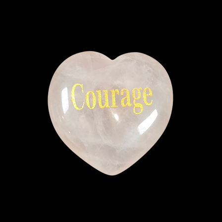 3cm Rose Quartz Heart with Affirmation - Courage