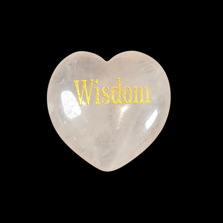 3cm Rose Quartz Heart with Affirmation - Wisdom