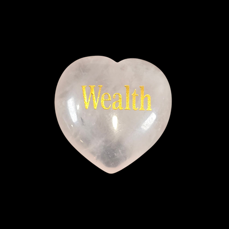 3cm Rose Quartz Heart with Affirmation - Wealth