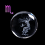 5cm Zodiac Glass Sphere with Wooden Stand - Scorpio