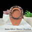 8mm Silver Sheen Obsidian Gemstone Bracelet