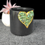 8cm Heart Crystal Geode Planter - Moss Agate
