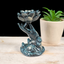 Blue Speckled on Black Hand with Lotus Sphere Stand