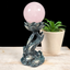 Blue Speckled on Black Hand with Lotus Sphere Stand