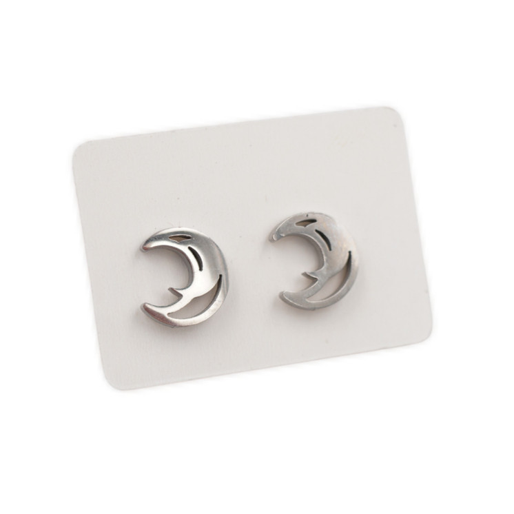 Stainless Steel Stud Earrings - Tribal Moon