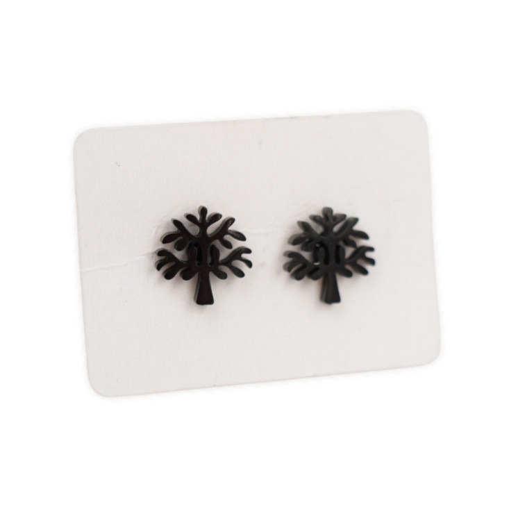 Coated Stainless Steel Stud Earrings - Tree