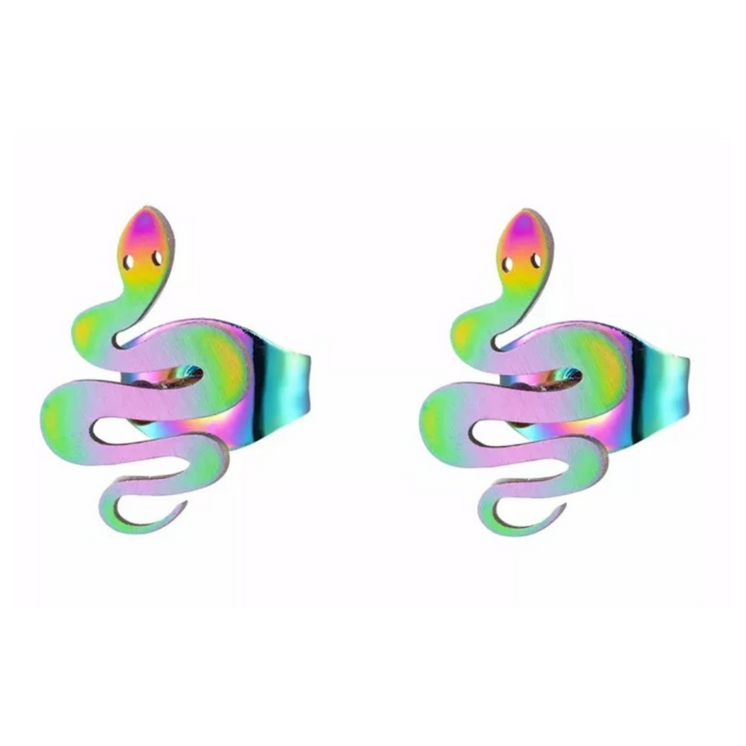 Titanium Coated Stainless Steel Stud Earrings - Snakes