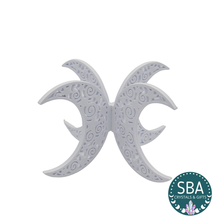 Large Fancy White Moon & Stars Sphere Stand