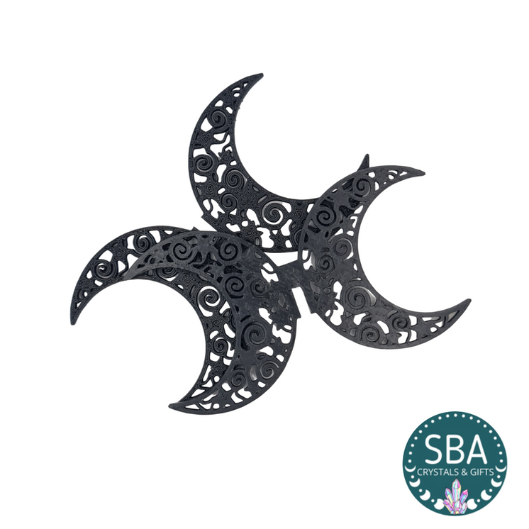 Large Fancy Black Moon &  Stars Sphere Stand