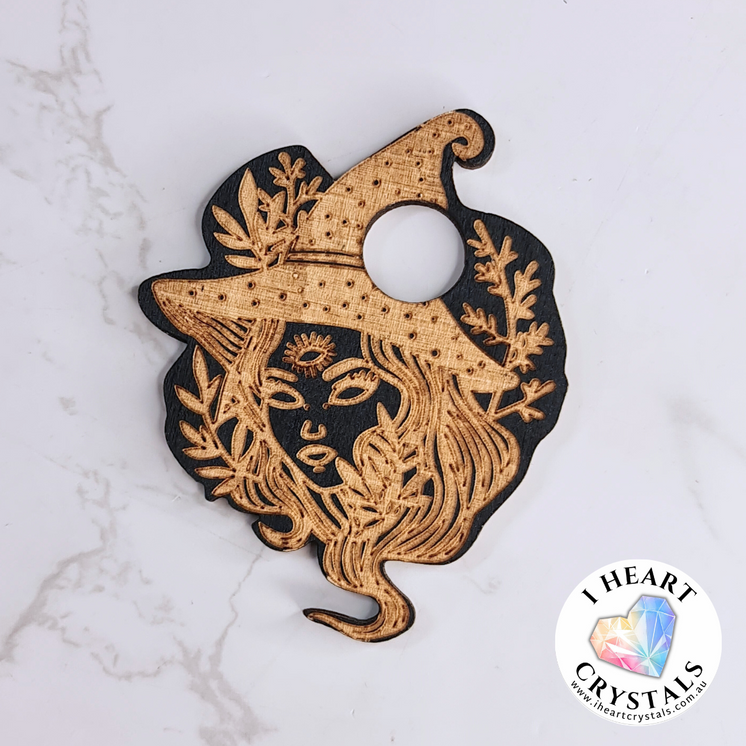 Wooden Sphere Stand - Mystical Witch
