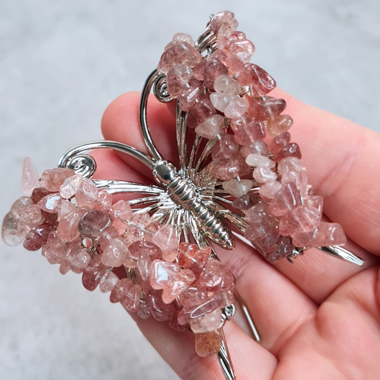 Gemstone Butterfly - Strawberry Quartz