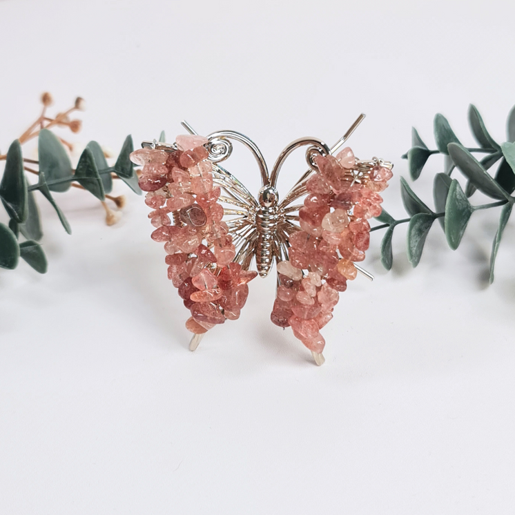 Gemstone Butterfly - Strawberry Quartz