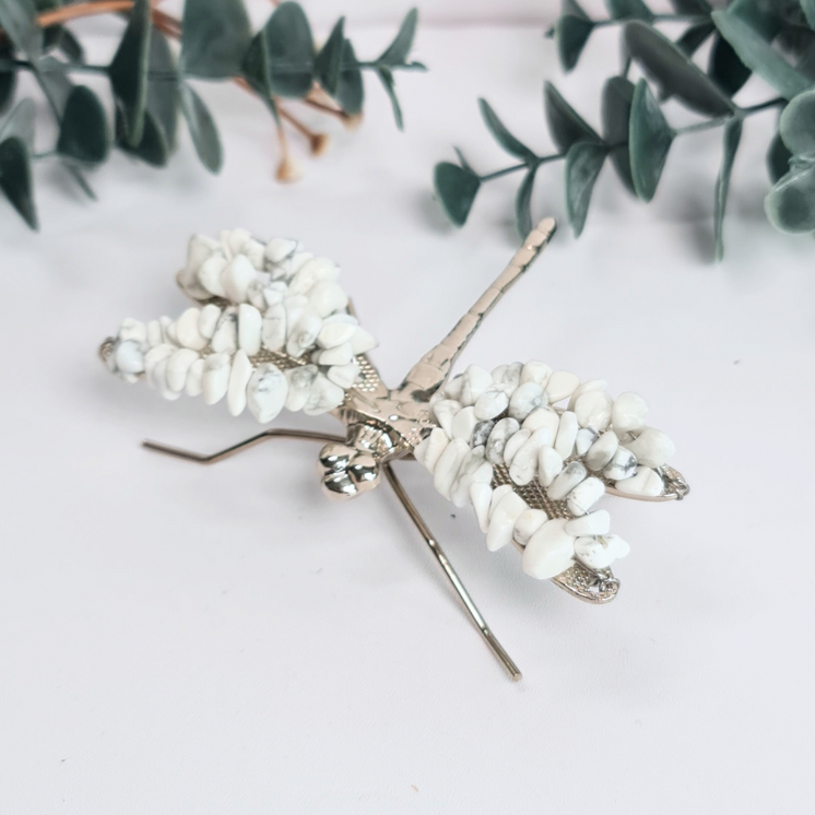 Gemstone Dragonfly - White Howlite