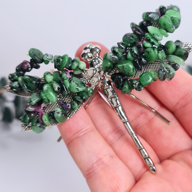 Gemstone Dragonfly - Ruby in Zoisite