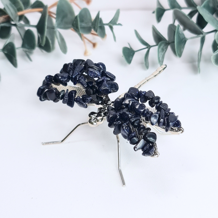 Gemstone Dragonfly - Blue Goldstone