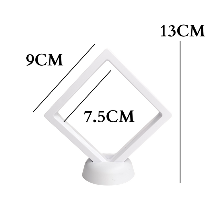9cm Medium Square Floating Display Stand - White