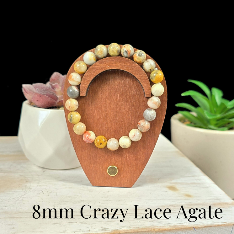 8mm Crazy Lace Agate Gemstone Bracelet