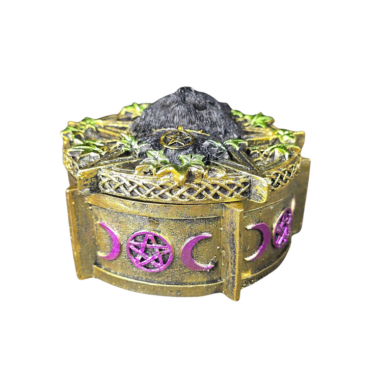 12cm Black Cat Celtic Trinket Box
