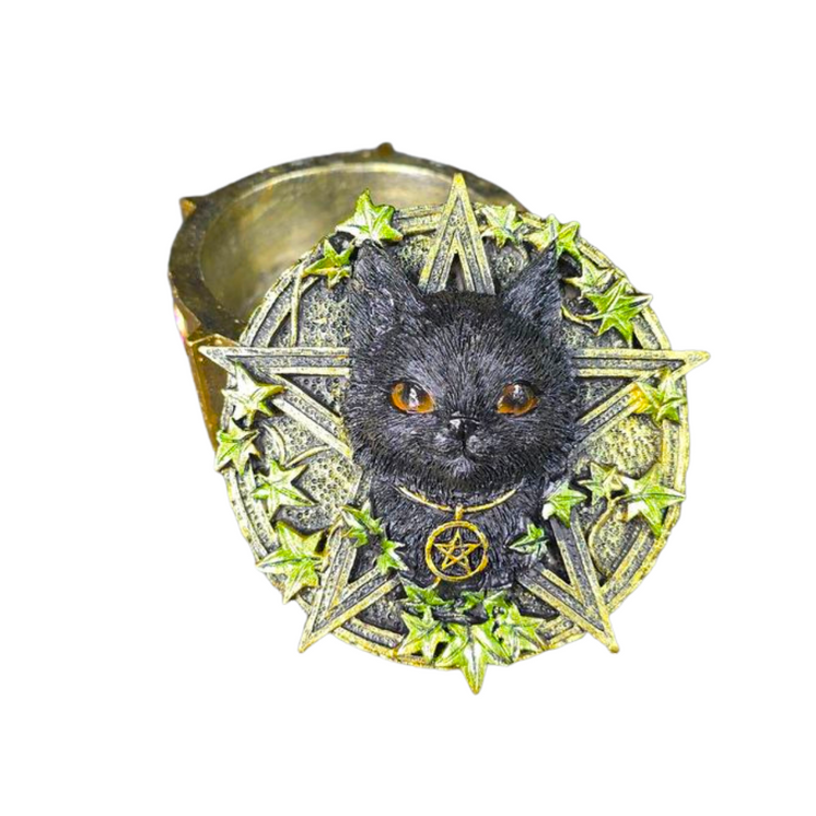12cm Black Cat Celtic Trinket Box