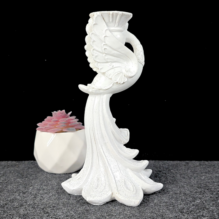 White with Rainbow Glitter Peacock Sphere Stand