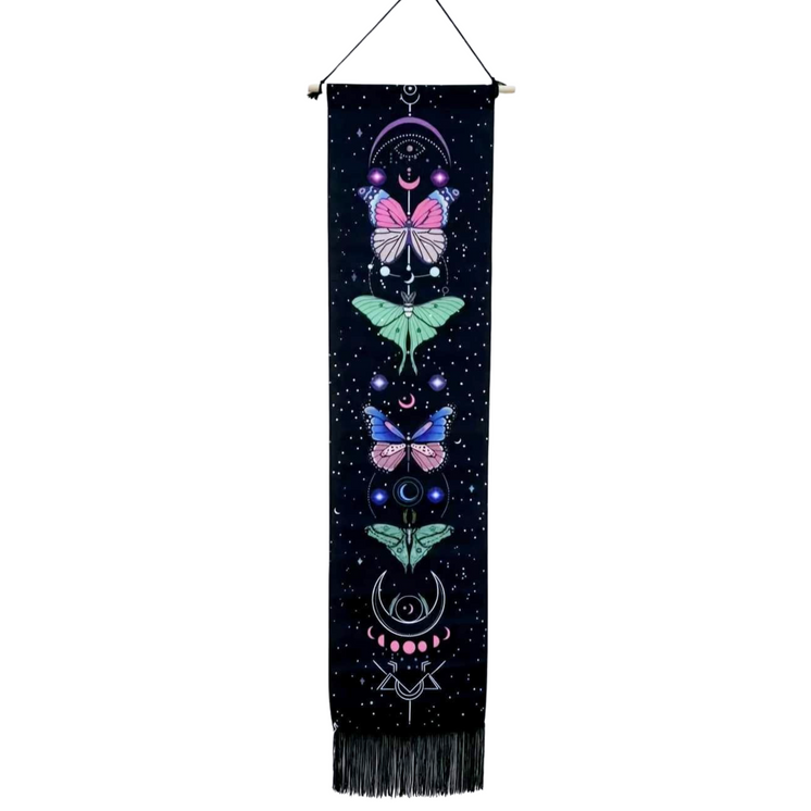 Butterfly & Luna Moth on Black Banner