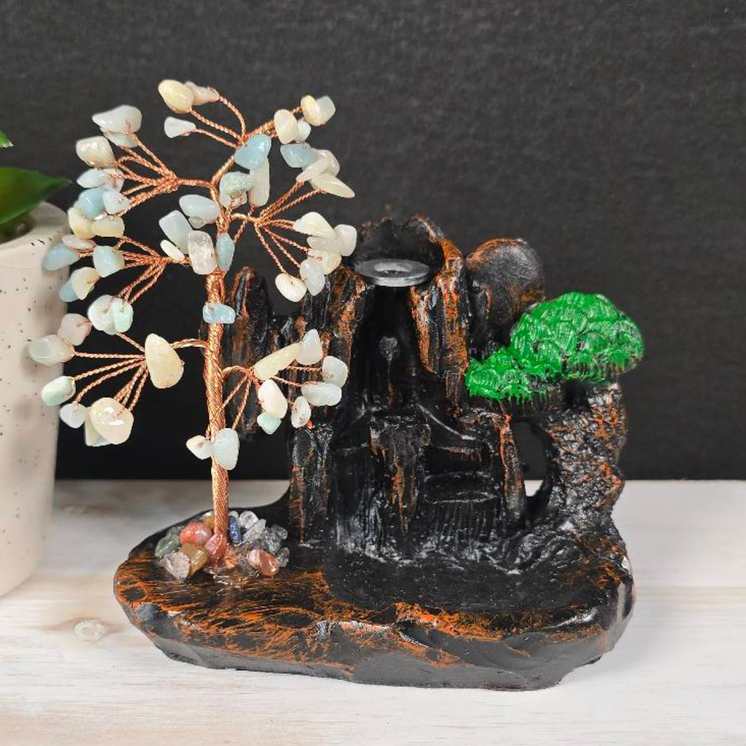 Amazonite Chip Waterfall Backflow Incense Burner & 20 Cones