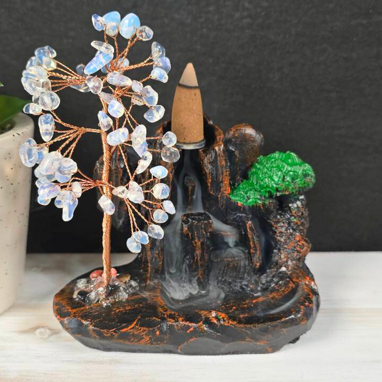 Opalite Chip Waterfall Backflow Incense Burner & 20 Cones