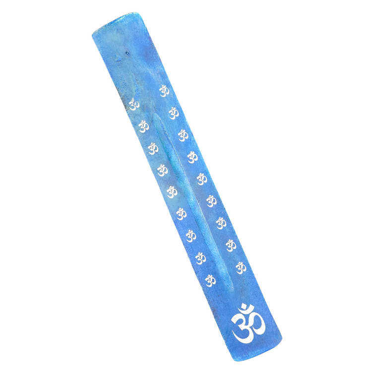 Wooden Incense Ash Catcher - Blue Om
