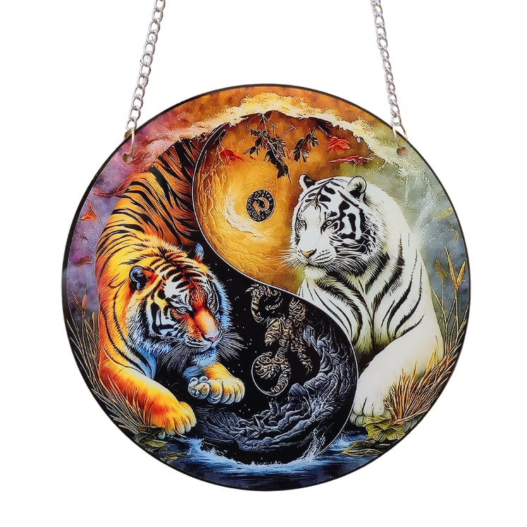 15cm Acrylic Suncatcher - Ying Yang Tigers
