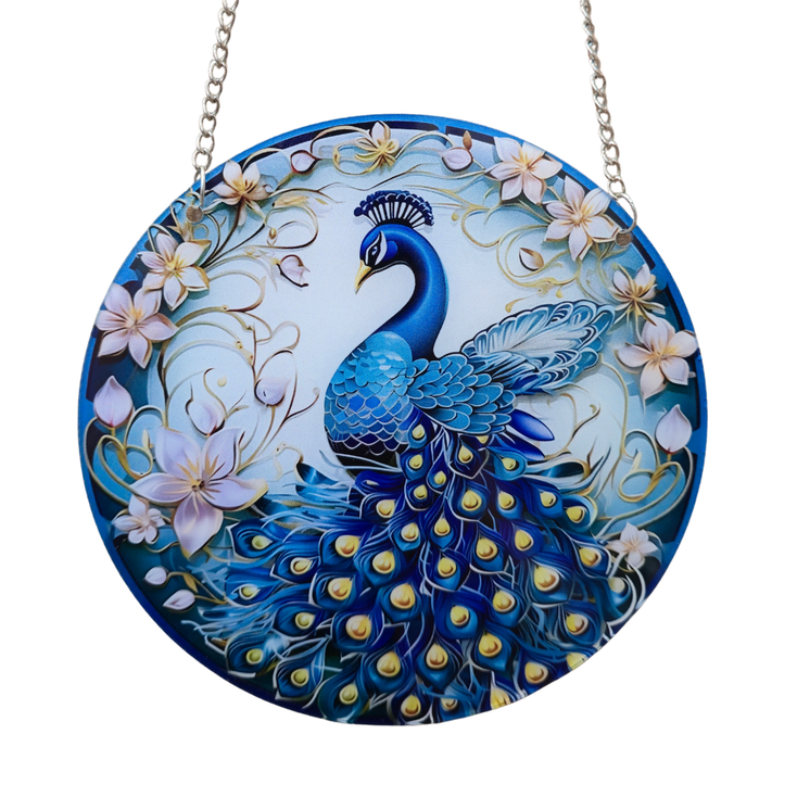 15cm Acrylic Suncatcher - Blue Peacock