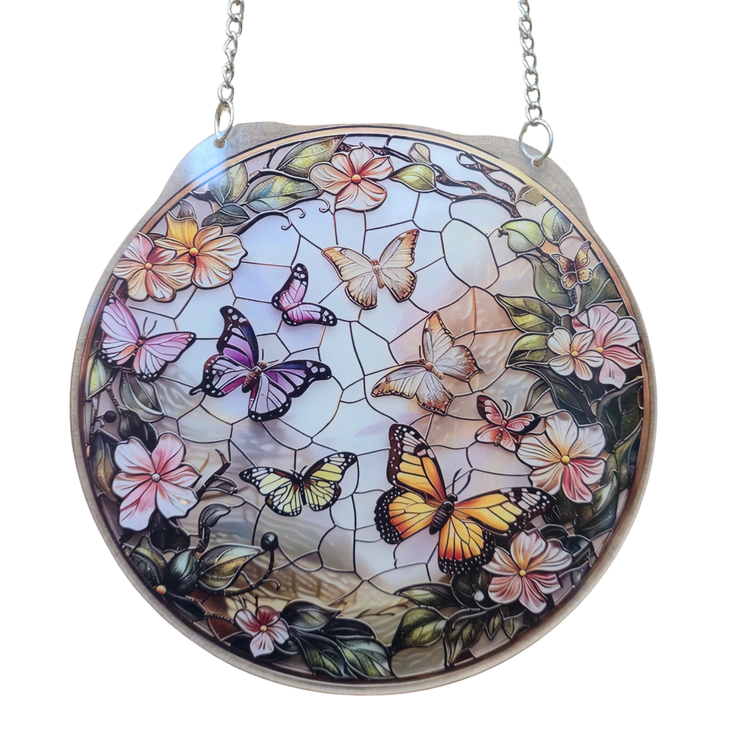 15cm Acrylic Suncatcher - Garden Butterflies