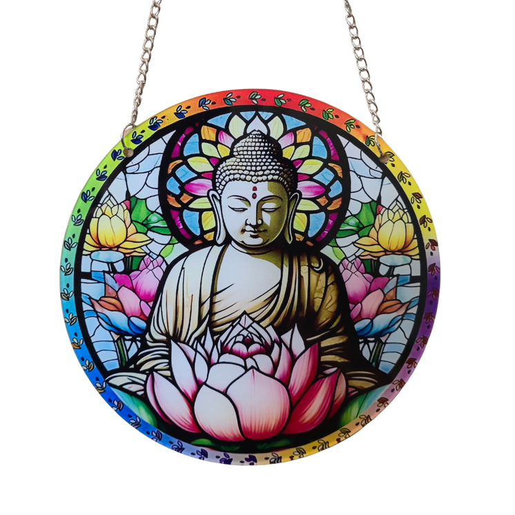15cm Acrylic Suncatcher - Colourful Buddha