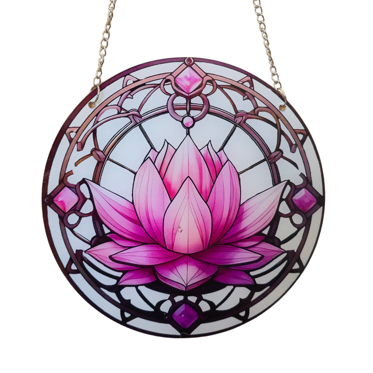 15cm Acrylic Suncatcher - Pink Lotus