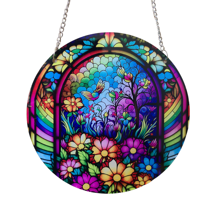 15cm Acrylic Suncatcher - Colourful Garden