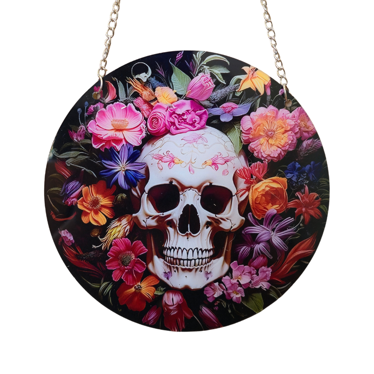 15cm Acrylic Suncatcher - Floral Skull
