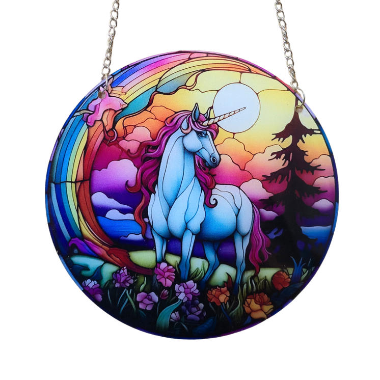 15cm Acrylic Suncatcher - Rainbow Unicorn