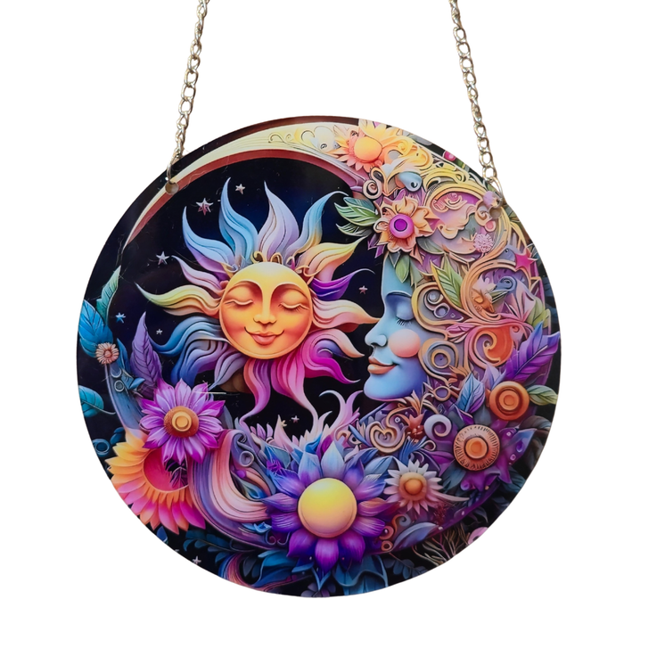 15cm Acrylic Suncatcher - Moon & Sun