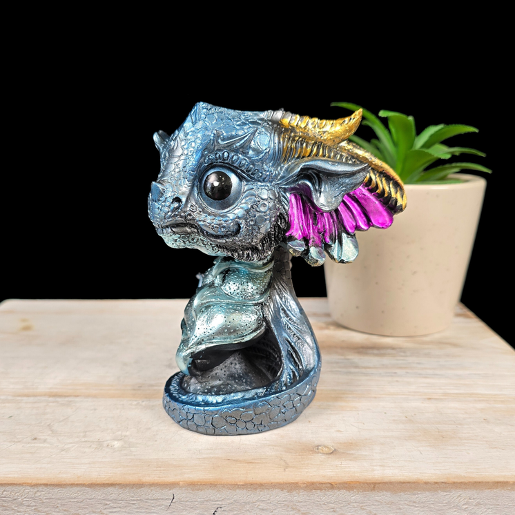 Dark Blue Baby Dragon Sphere Stand