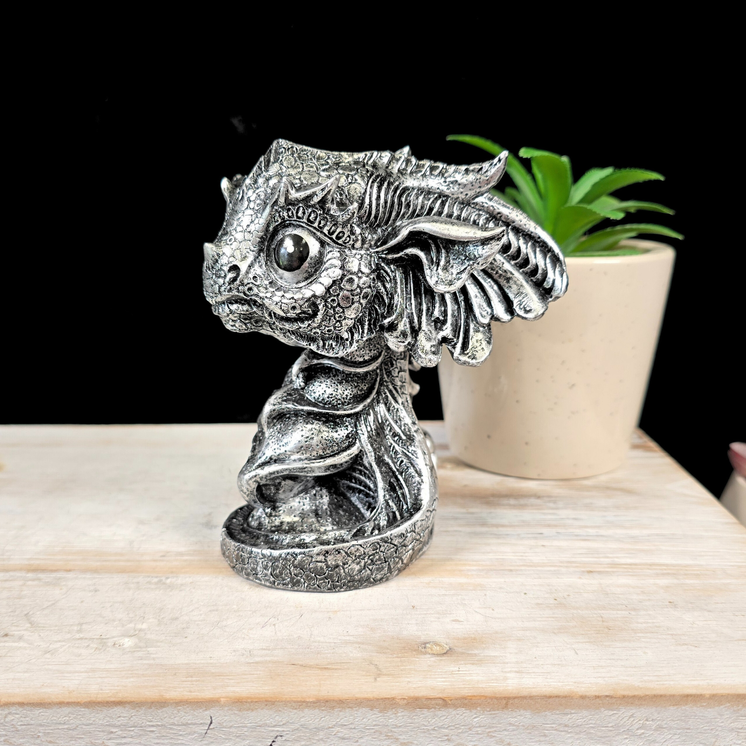 Silver Baby Dragon Sphere Stand