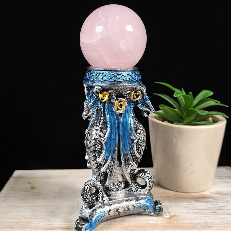 Blue Triple Dragon Sphere Stand