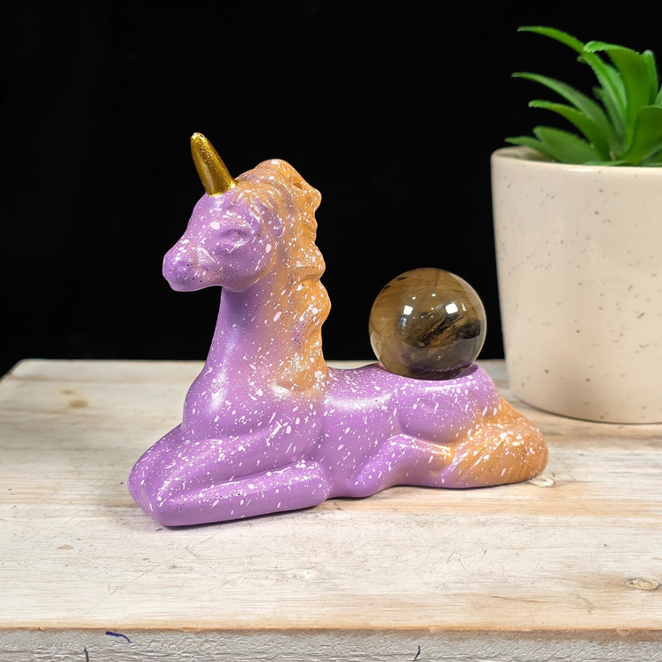 Purple Laying Unicorn Sphere Stand