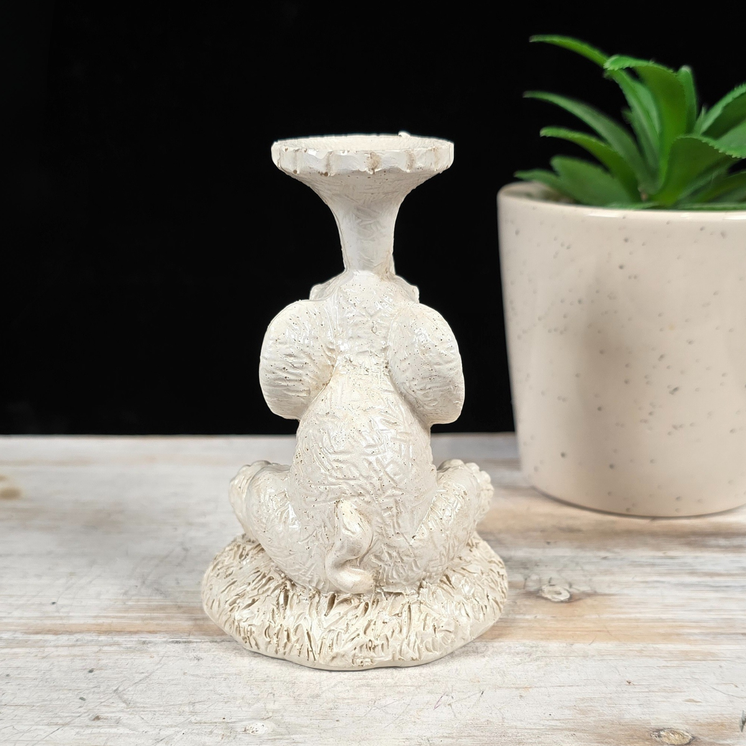 White Sitting Elephant Sphere Stand