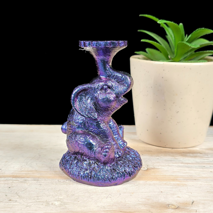 Purple/Blue Sitting Elephant Sphere Stand